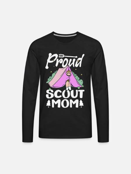 Proud Scout Mom Scouting Mother Camp - Men's Premium Long Sleeve T-Shirt - black