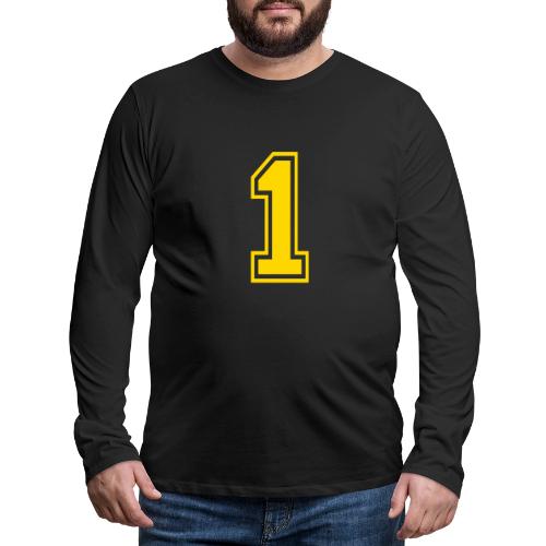 Number 1 in a classic athletic collegiate font - Men's Premium Long Sleeve T-Shirt