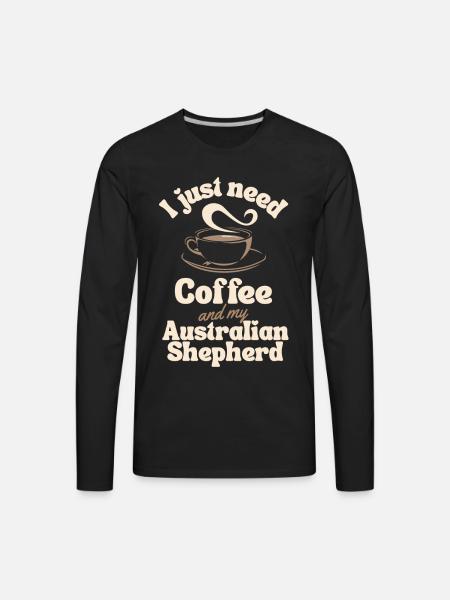 Coffee Australian-shepherd lover - Men's Premium Long Sleeve T-Shirt - black