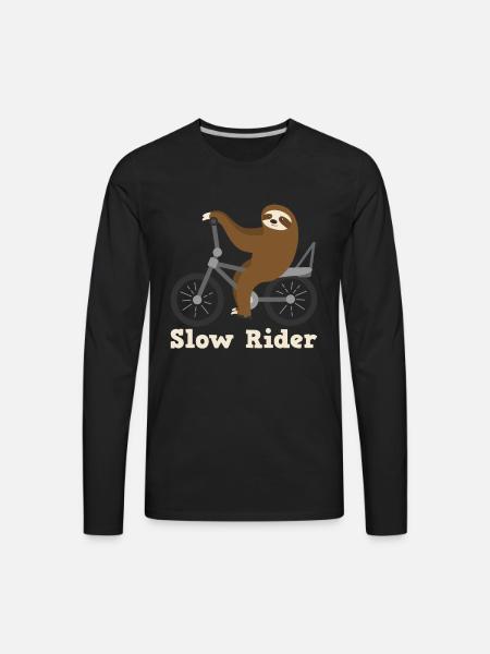 Slow Rider Sloth Cyclisme Équitation Vélo Vélo Paresseux - T-shirt Premium à manches longues pour hommes - noir