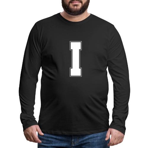 White Letter I – Varsity Alphabet Monogram - Men's Premium Long Sleeve T-Shirt
