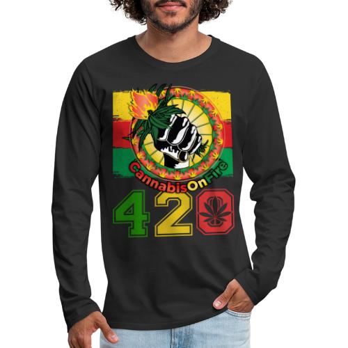 Antic 420 OnFire Herb Weed Marijuana Design - Men's Premium Long Sleeve T-Shirt