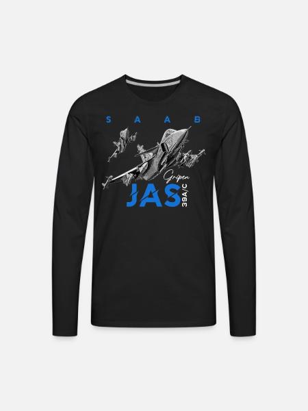 SAAB JAS 39A C Gripen Swedish Aircraft - Men's Premium Long Sleeve T-Shirt - black