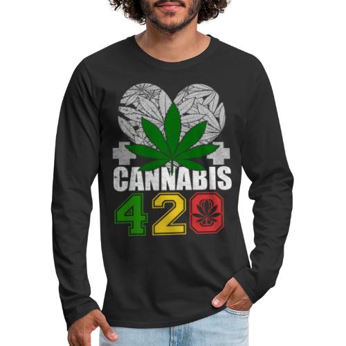 Clever 420 Smoker World Weed Marijuana Design - Men's Premium Long Sleeve T-Shirt