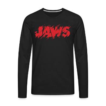 Logo rouge des mâchoires en détresse - T-shirt Premium à manches longues pour hommes - noir - Devant - Jose (178cm)