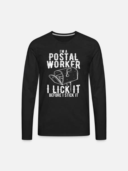 Funny Postal Worker Rude Mailman Postman Gift - Men's Premium Long Sleeve T-Shirt - black