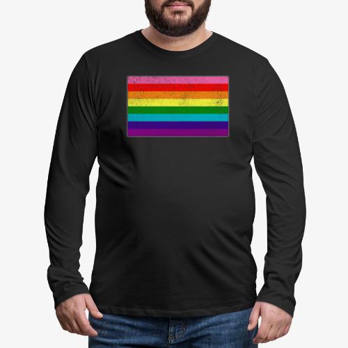 Distressed Original LGBT Gay Pride Flag - Men's Premium Long Sleeve T-Shirt