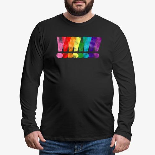 Distressed Gilbert Baker LGBT Pride Exclamation - Men's Premium Long Sleeve T-Shirt
