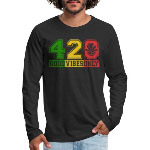 Witty 420 GoodVibes Herb Weed Marijuana Design - Men's Premium Long Sleeve T-Shirt