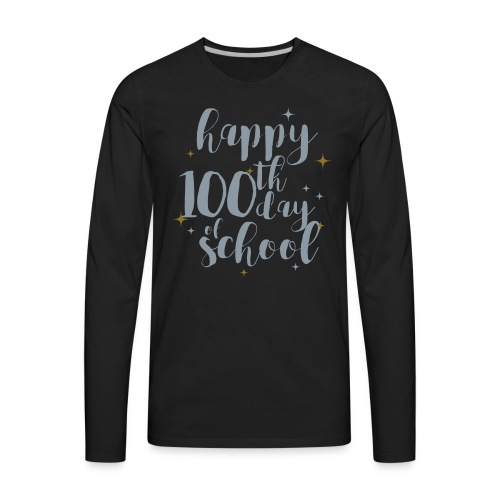 Metallic Happy 100th Day of School Glitter Teacher - Men's Premium Long Sleeve T-Shirt