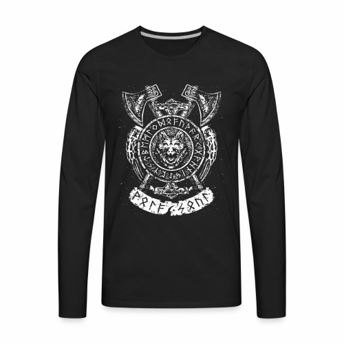 Wolf Soul - Wolfhead horns axes runes gift ideas - Men's Premium Long Sleeve T-Shirt
