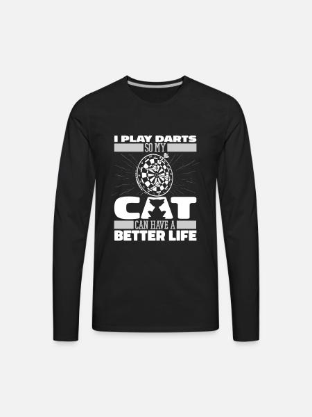 Darting Darts Cat - Men's Premium Long Sleeve T-Shirt - black