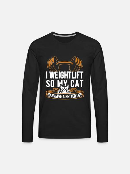 Weightlifting Weightlifter Cat - Men's Premium Long Sleeve T-Shirt - black