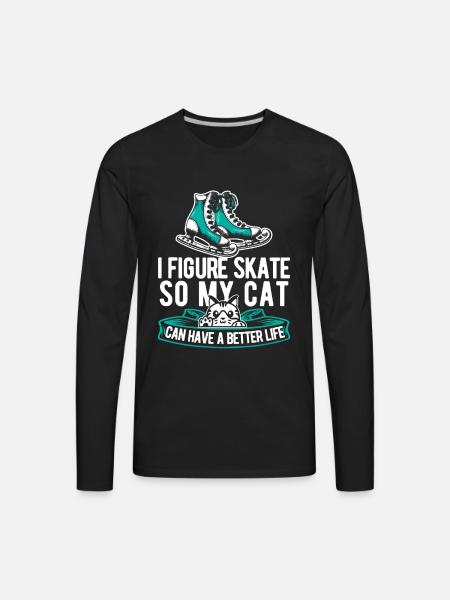 Figure Skating Cat - Men's Premium Long Sleeve T-Shirt - black