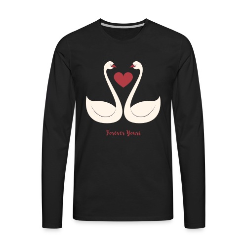 Forever Yours - Love Birds Swan Heart - Men's Premium Long Sleeve T-Shirt