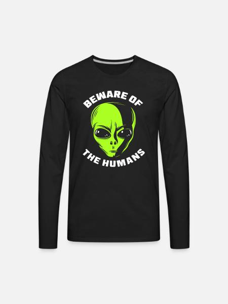 Alien Face - Men's Premium Long Sleeve T-Shirt - black
