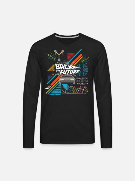 Back To The Future Logo With Delorean Time Machine - Men's Premium Long Sleeve T-Shirt - black