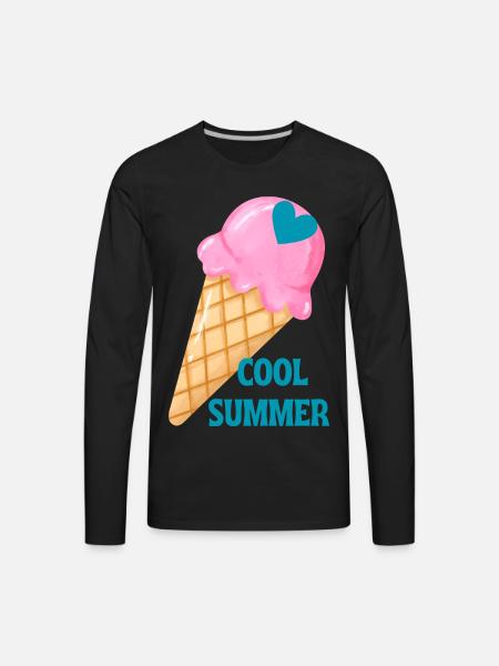 Ice Cream Heart Summer Vibe - Men's Premium Long Sleeve T-Shirt - black