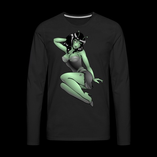 Pinup Girl Alien Gifts & Shirts Retro Pinup Alien - Men's Premium Long Sleeve T-Shirt