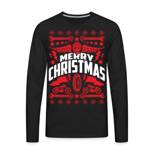 Biker Ugly Christmas Sweater - Men's Premium Long Sleeve T-Shirt