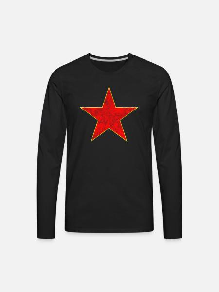 Star Red - Men's Premium Long Sleeve T-Shirt - black