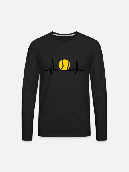 Tennis ECG, Heartbeat & Tennis Ball - Men's Premium Long Sleeve T-Shirt - black