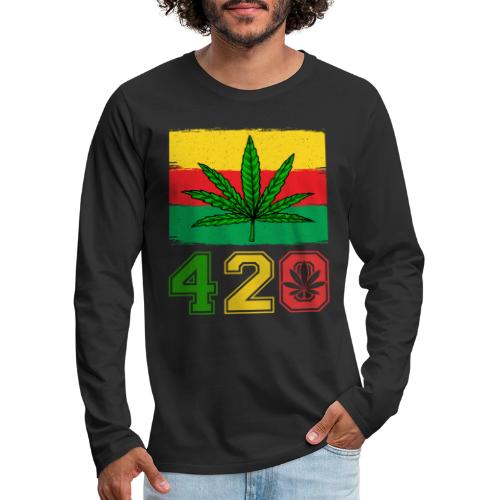 Farcical 420 Herb Flag Weed Marijuana Design - Men's Premium Long Sleeve T-Shirt