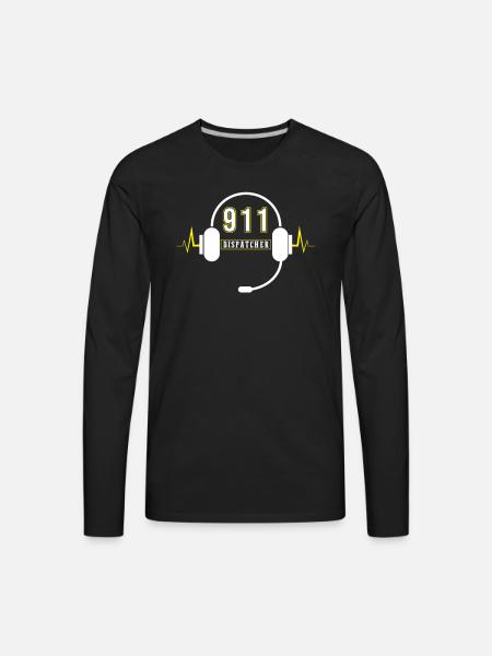 911 Dispatcher Heartbeat - Men's Premium Long Sleeve T-Shirt - black