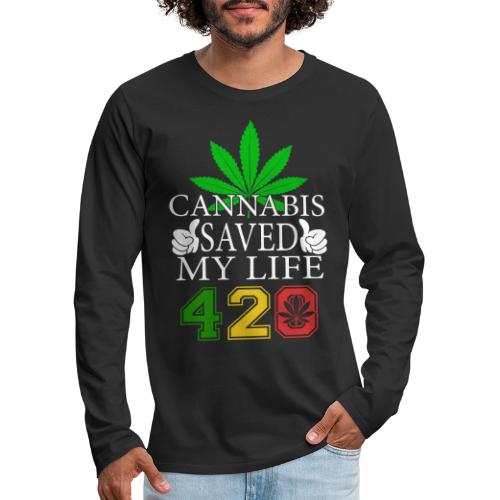Joyous 420 Saving Herb Weed Marijuana Design - Men's Premium Long Sleeve T-Shirt