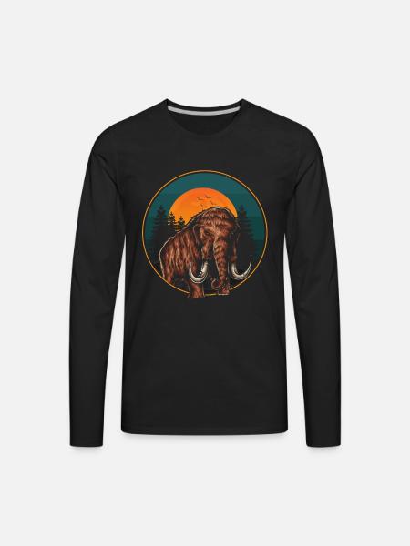 Mammoth Retro Prehistoric Animal - Men's Premium Long Sleeve T-Shirt - black