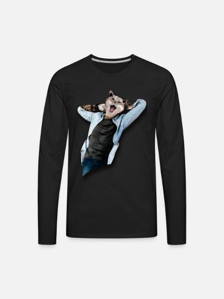 Funny Cat - Men's Premium Long Sleeve T-Shirt - black