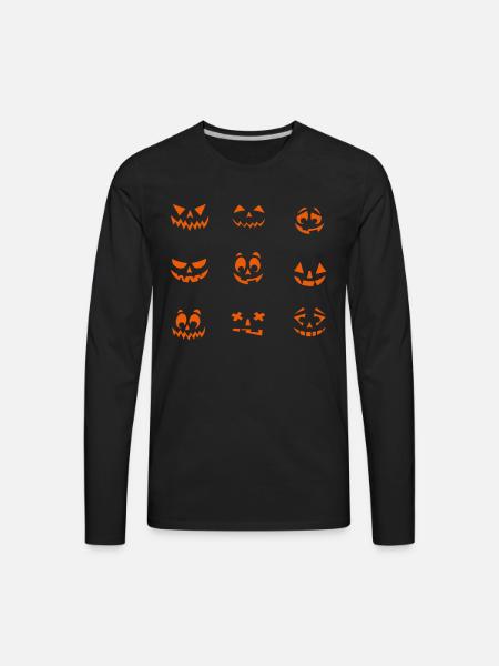Pumpkin face - Men's Premium Long Sleeve T-Shirt - black