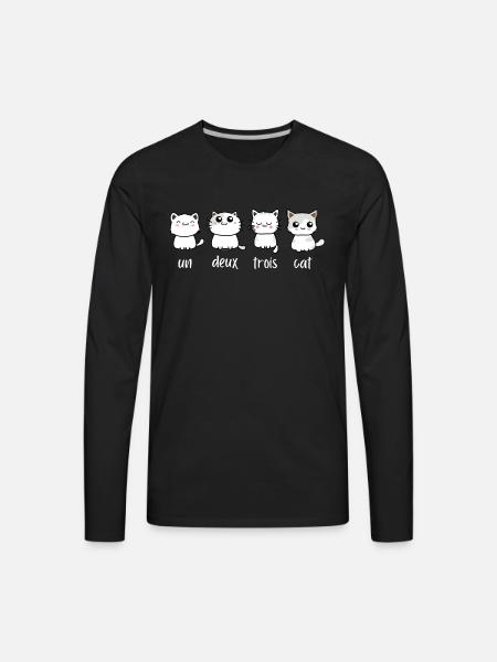 Un Deux Trois Cat - Men's Premium Long Sleeve T-Shirt - black