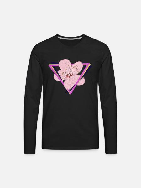 Vaporwave Cherry Blossoms - Men's Premium Long Sleeve T-Shirt - black