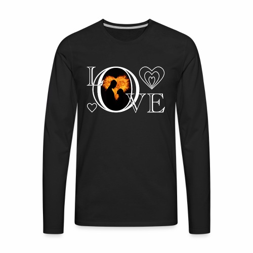Hot Love Couple Fire Heart Romance Shirt Gift Idea - Men's Premium Long Sleeve T-Shirt