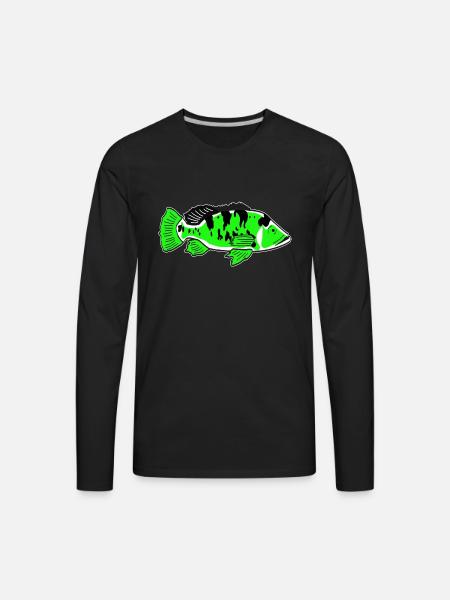 PEACOCK BASS - Men's Premium Long Sleeve T-Shirt - black