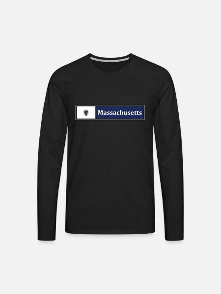 Massachusetts Flag - Men's Premium Long Sleeve T-Shirt - black