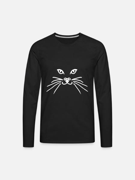 Cat face white - Men's Premium Long Sleeve T-Shirt - black