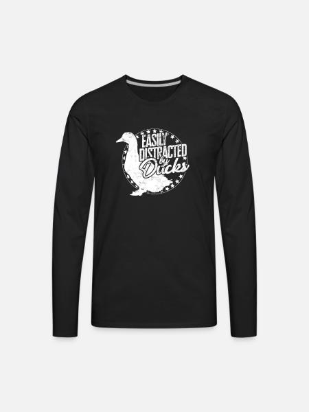Easily distracted by ducks - ducky - Men's Premium Long Sleeve T-Shirt - black