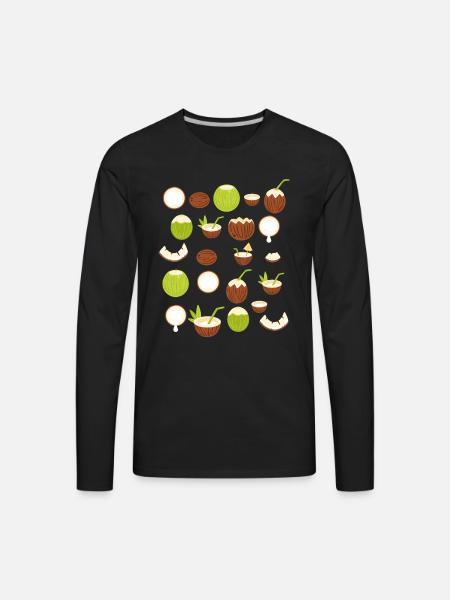 Retro Coconut Design - Men's Premium Long Sleeve T-Shirt - black