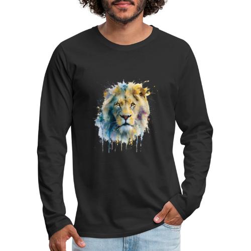 Splash-Art Lion Face - Men's Premium Long Sleeve T-Shirt