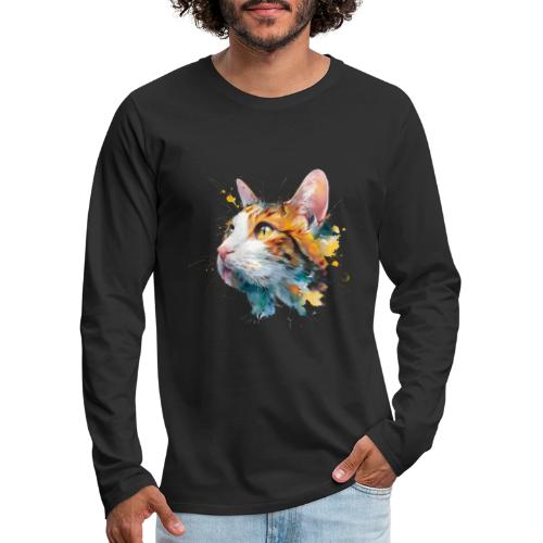 Cat: Feline Ink Burst - Men's Premium Long Sleeve T-Shirt