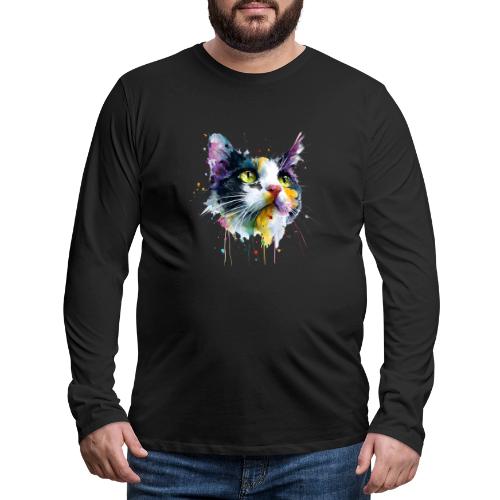 Cat: Painted Purr Expression - Men's Premium Long Sleeve T-Shirt