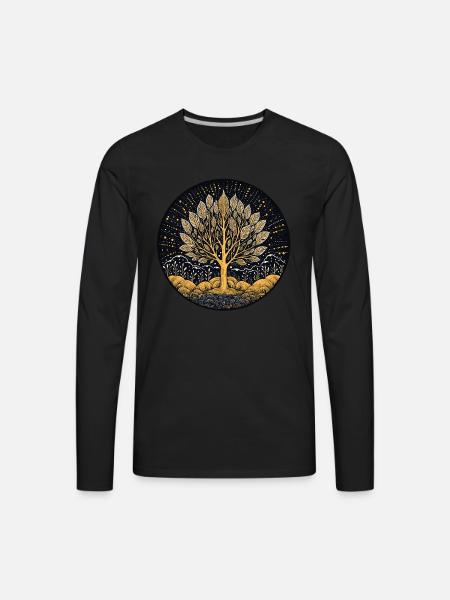 Silver Leaf Tree - Men's Premium Long Sleeve T-Shirt - black