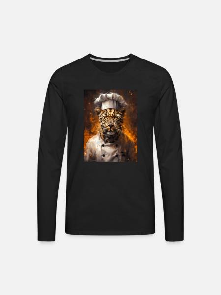 Chef Leopard - Men's Premium Long Sleeve T-Shirt - black