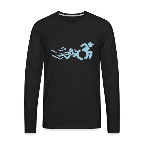 Wheelchair user with flames, disability - Men's Premium Long Sleeve T-Shirt