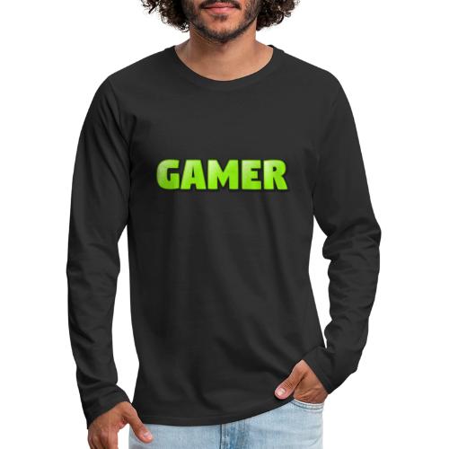 Gamer Neon Green Gaming Logo Design - Men's Premium Long Sleeve T-Shirt