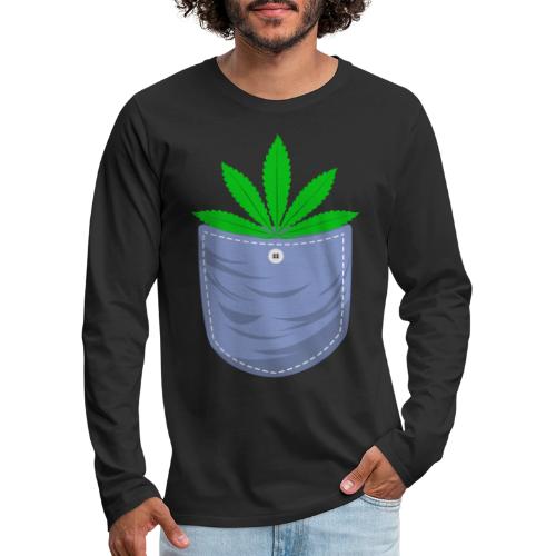 Jesting 420 Pocket Of Herb Weed Marijuana Design - Men's Premium Long Sleeve T-Shirt
