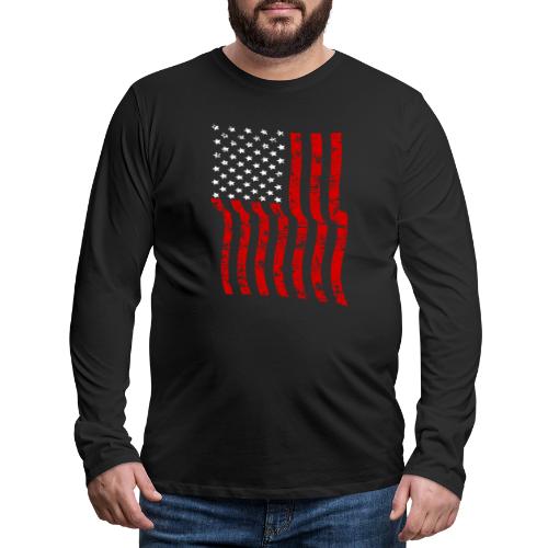 Vintage Waving USA Flag Patriotic T-Shirts Design - Men's Premium Long Sleeve T-Shirt