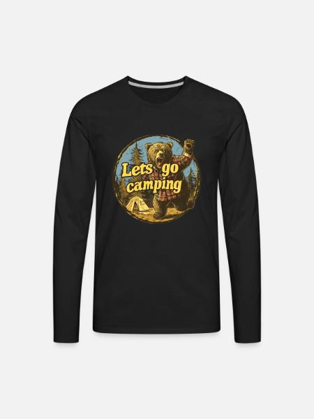 Lets Go Camping Bear - Men's Premium Long Sleeve T-Shirt - black